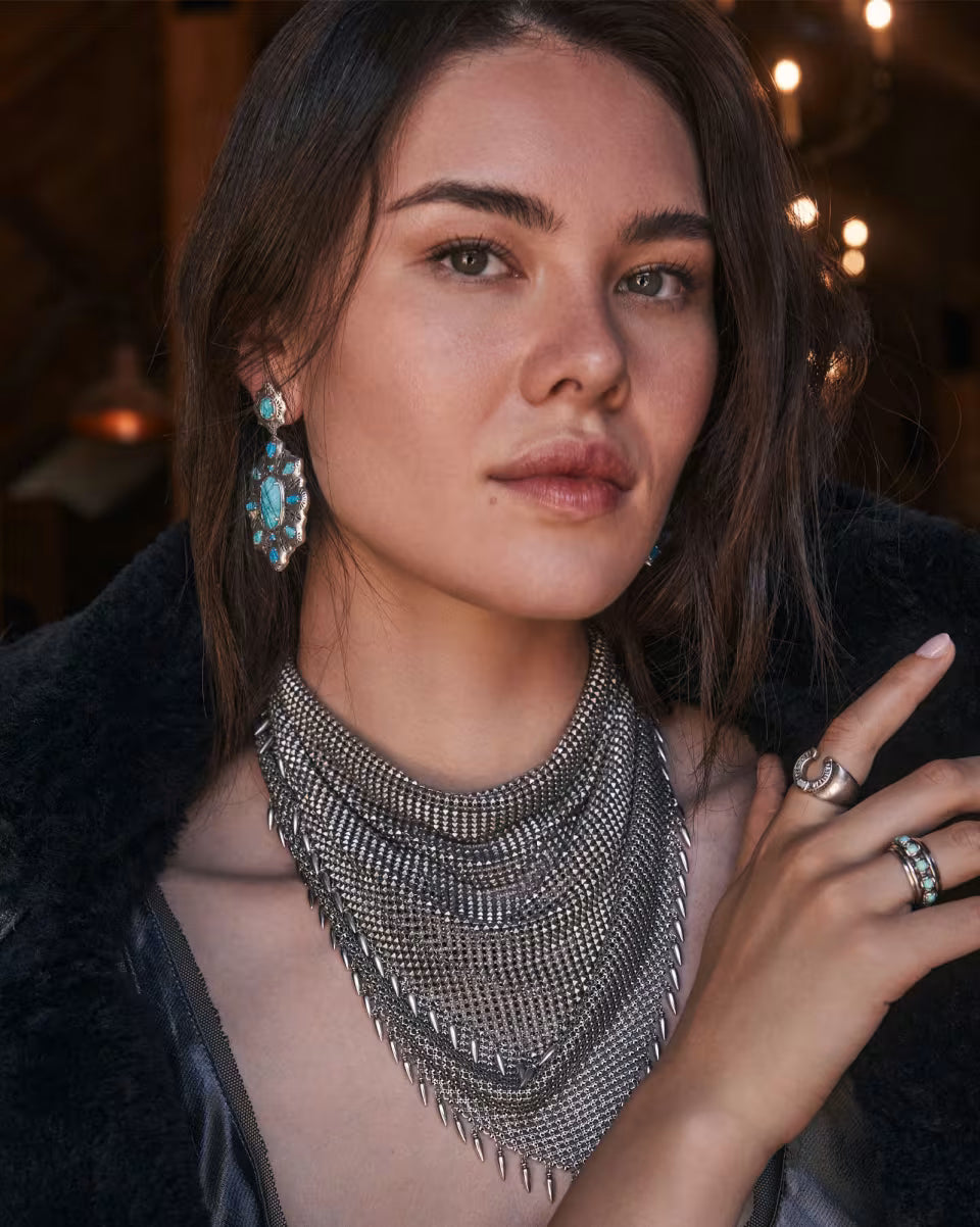 Keziah Vintage Silver Statement Bandana Necklace