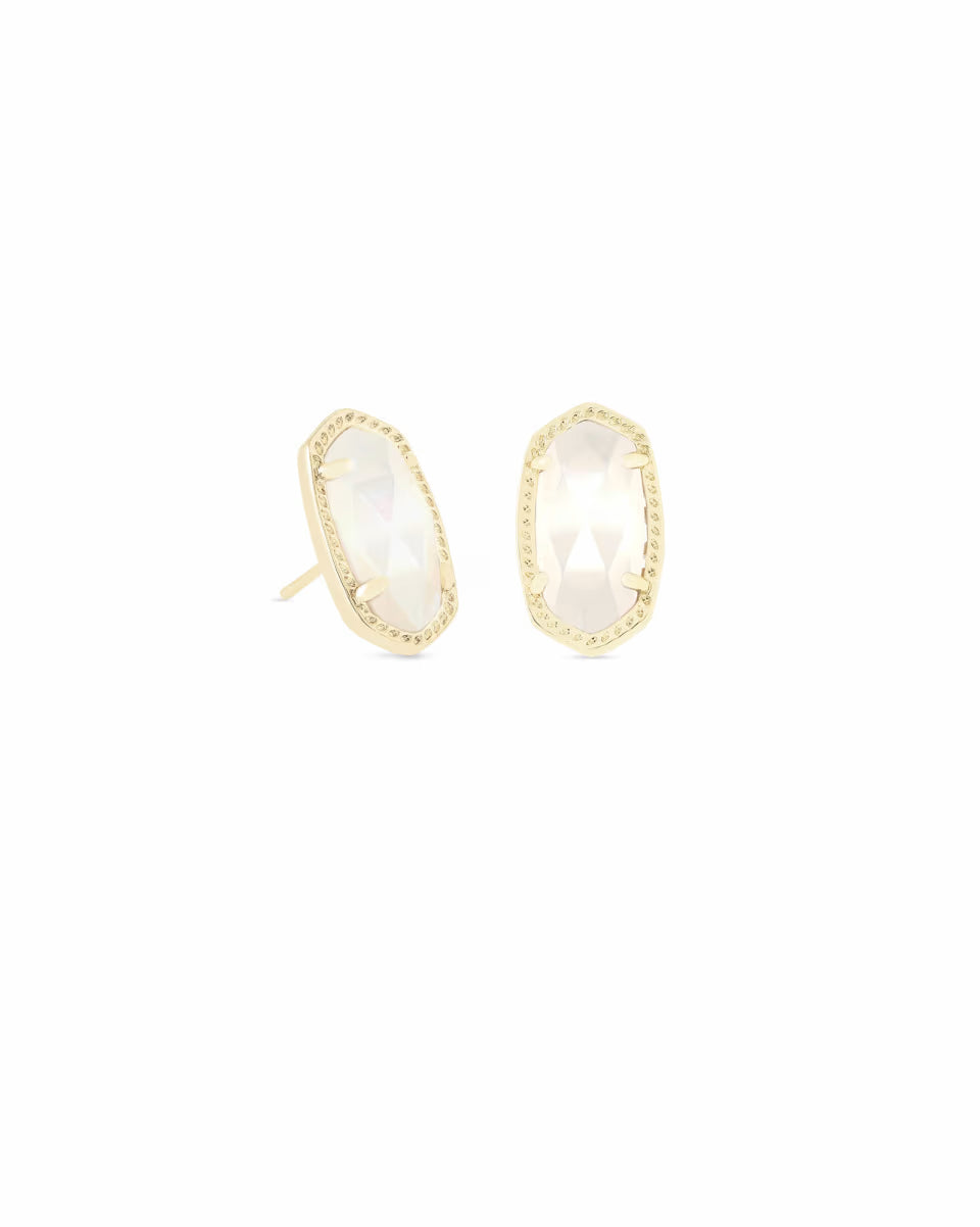Ellie Gold Stud Earrings in Iridescent Drusy