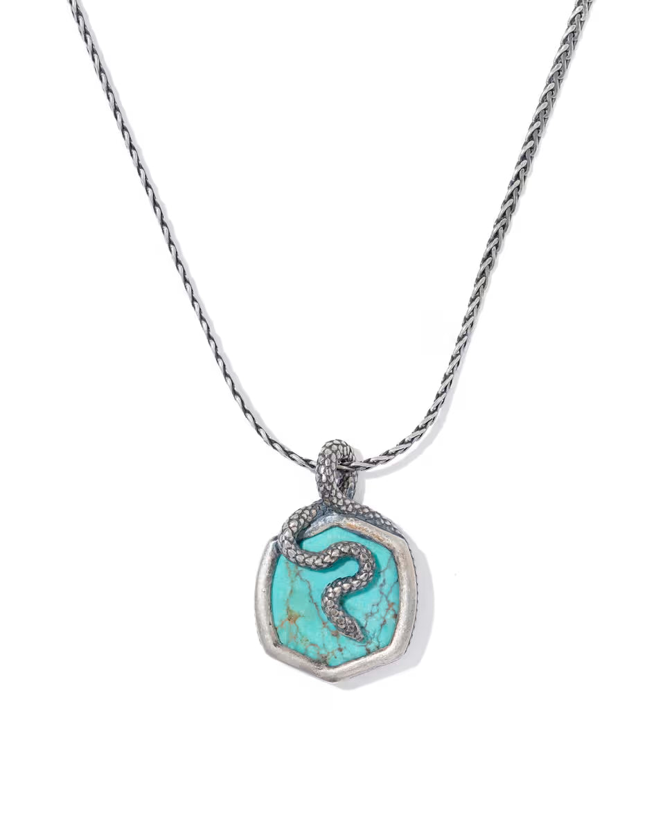 Phoenix Oxidized Sterling Silver Stone Charm Necklace