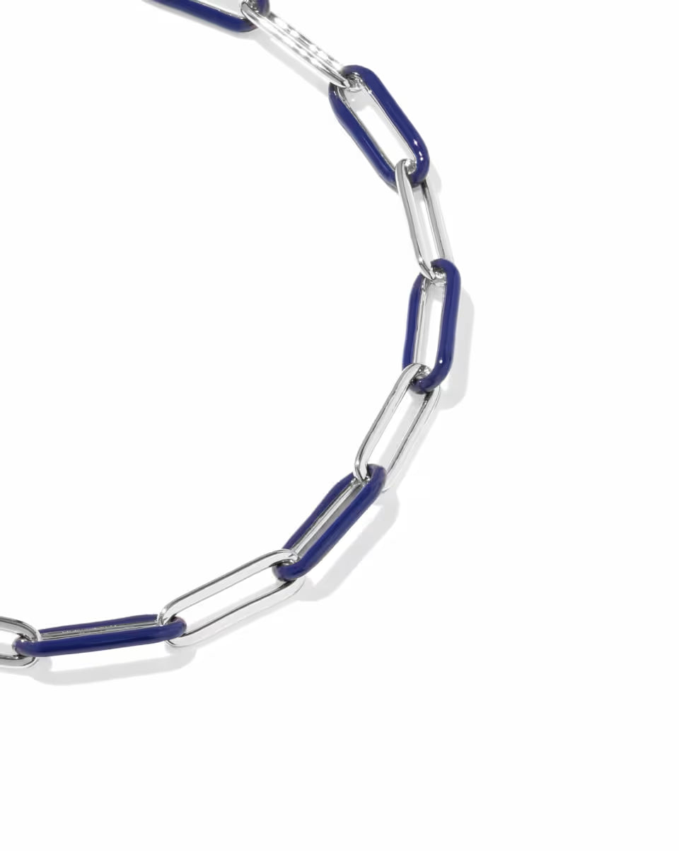 Courtney Silver Enamel Link and Chain Bracelet
