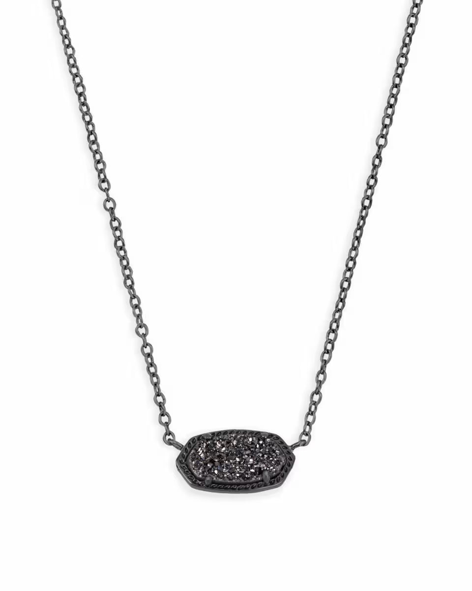 Elisa Pendant Necklace in Black Drusy
