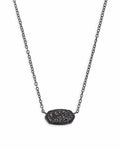 Elisa Pendant Necklace in Black Drusy