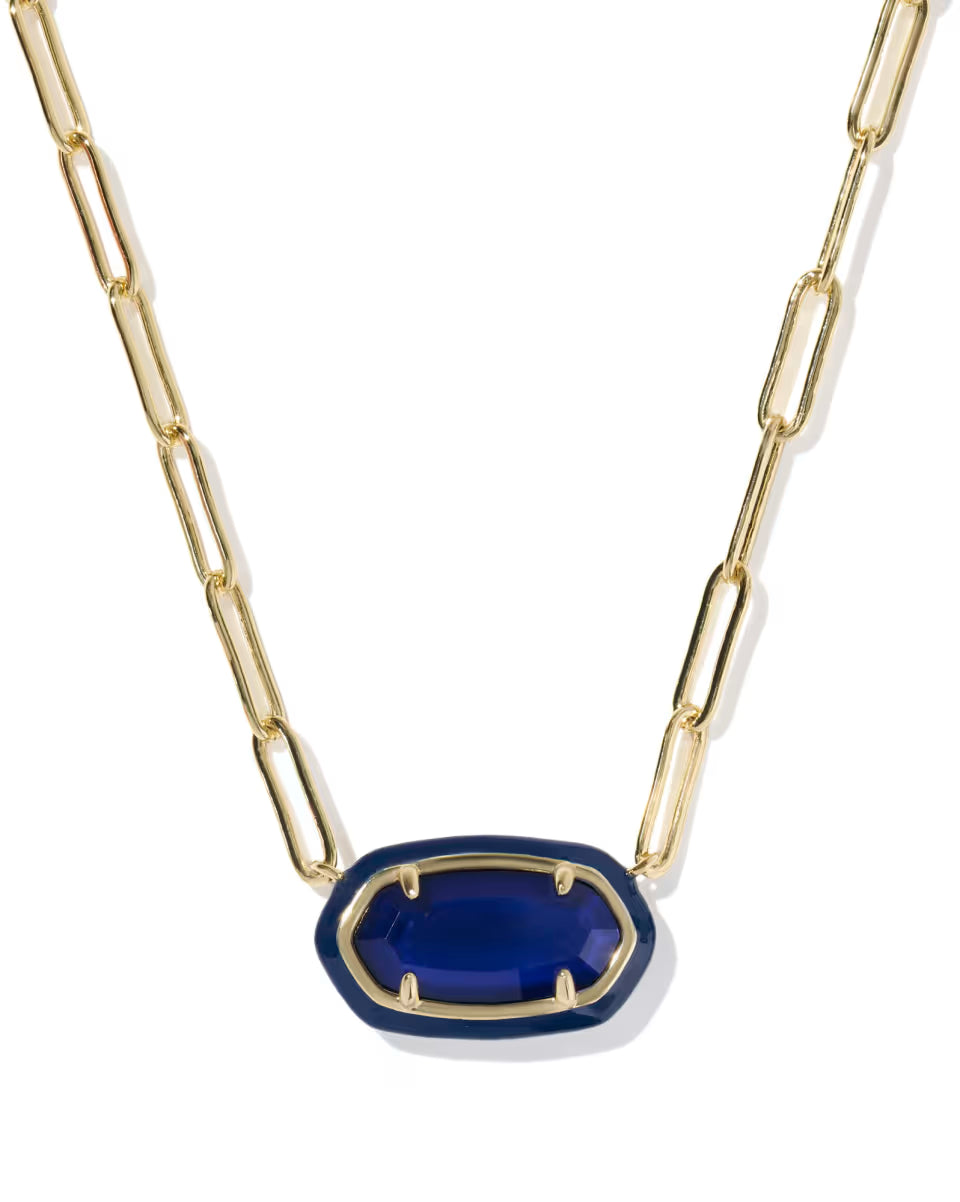 Elisa Enamel Frame Gold Paperclip Necklace