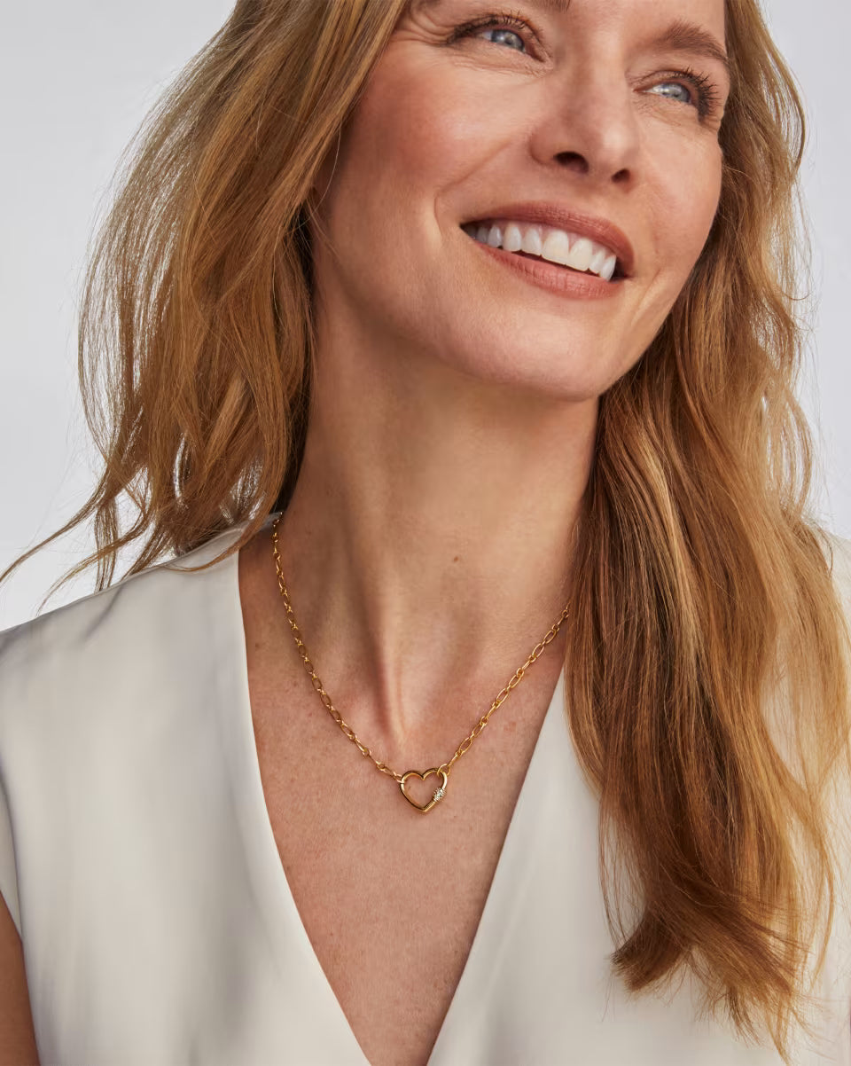 Bristol 18k Gold Vermeil Heart Pendant Necklace in White Topaz