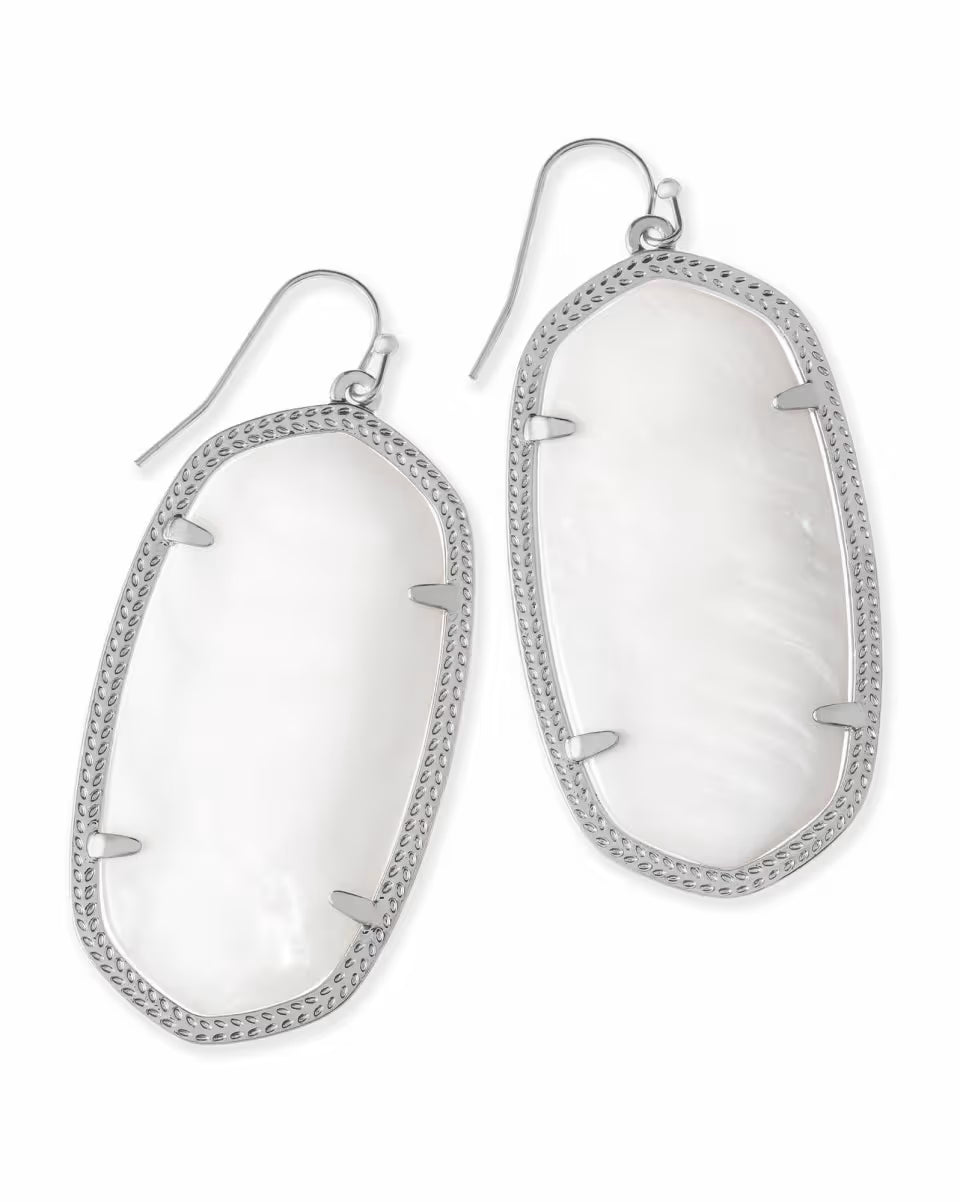 Danielle Silver Drop Earrings in Ivory Mother-of-Pearl