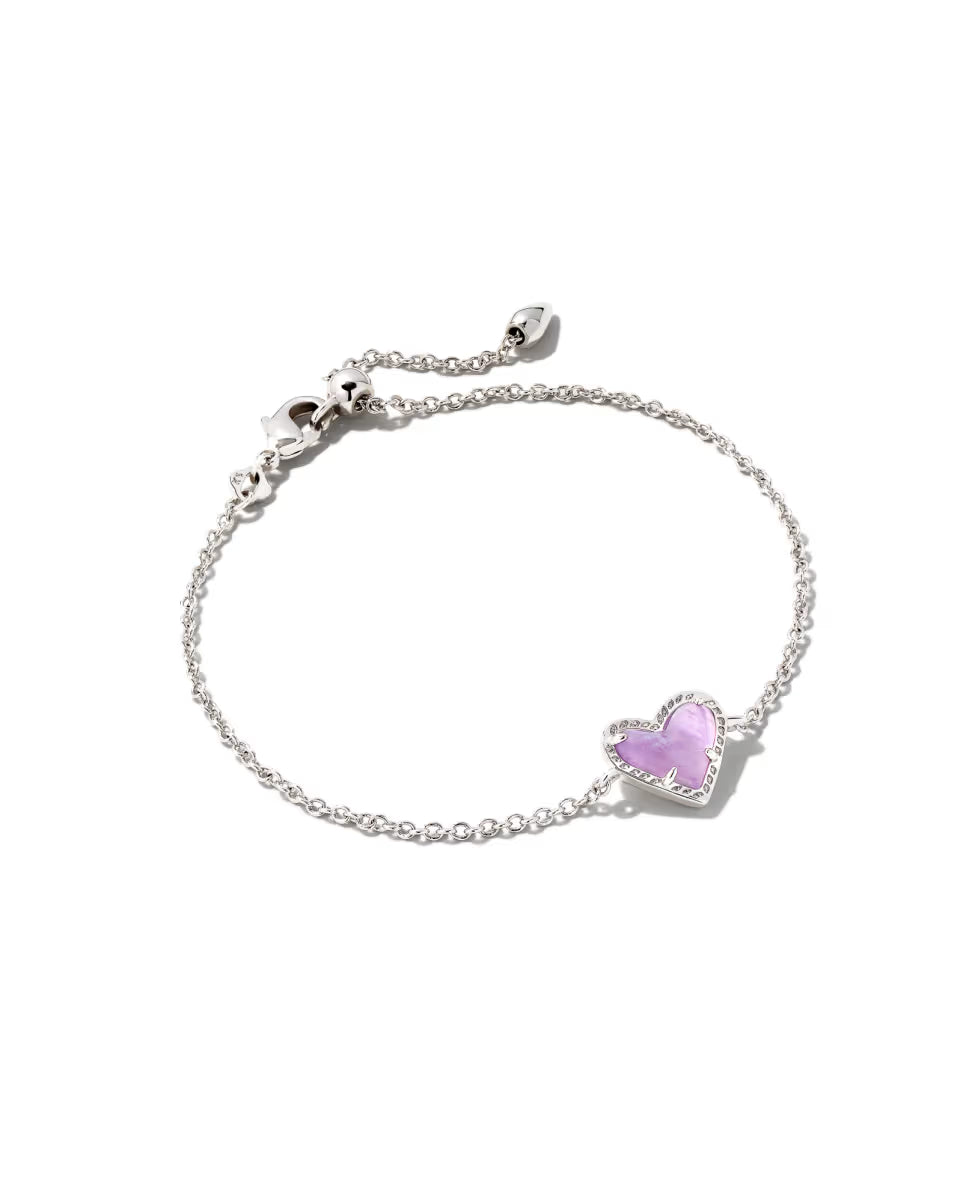 Ari Heart Silver Chain Bracelet in Platinum Drusy