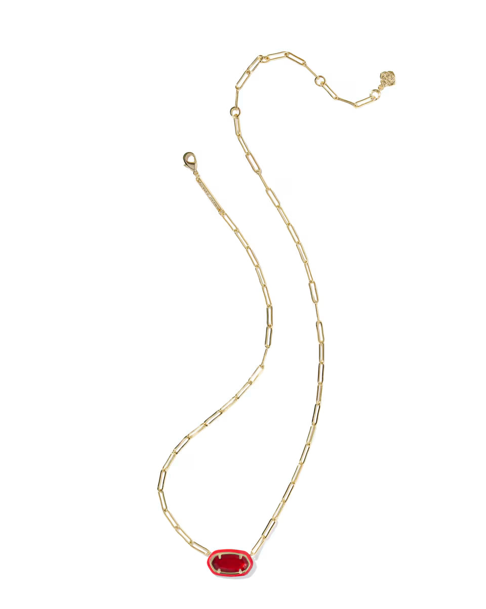 Elisa Enamel Frame Gold Paperclip Necklace