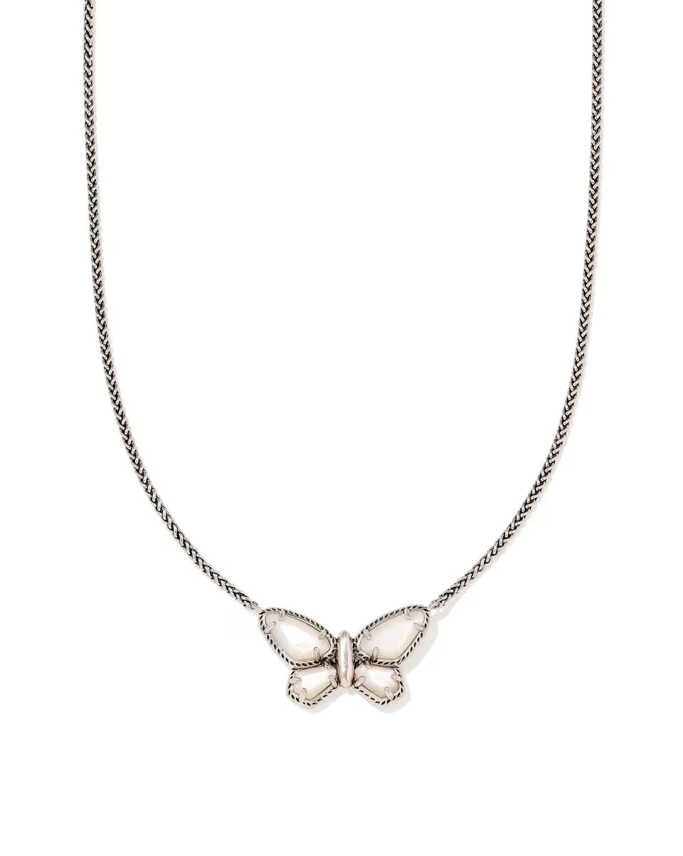 Dolly Parton x Kendra Scott Gold Butterfly Short Pendant Necklace in Light Pink Drusy