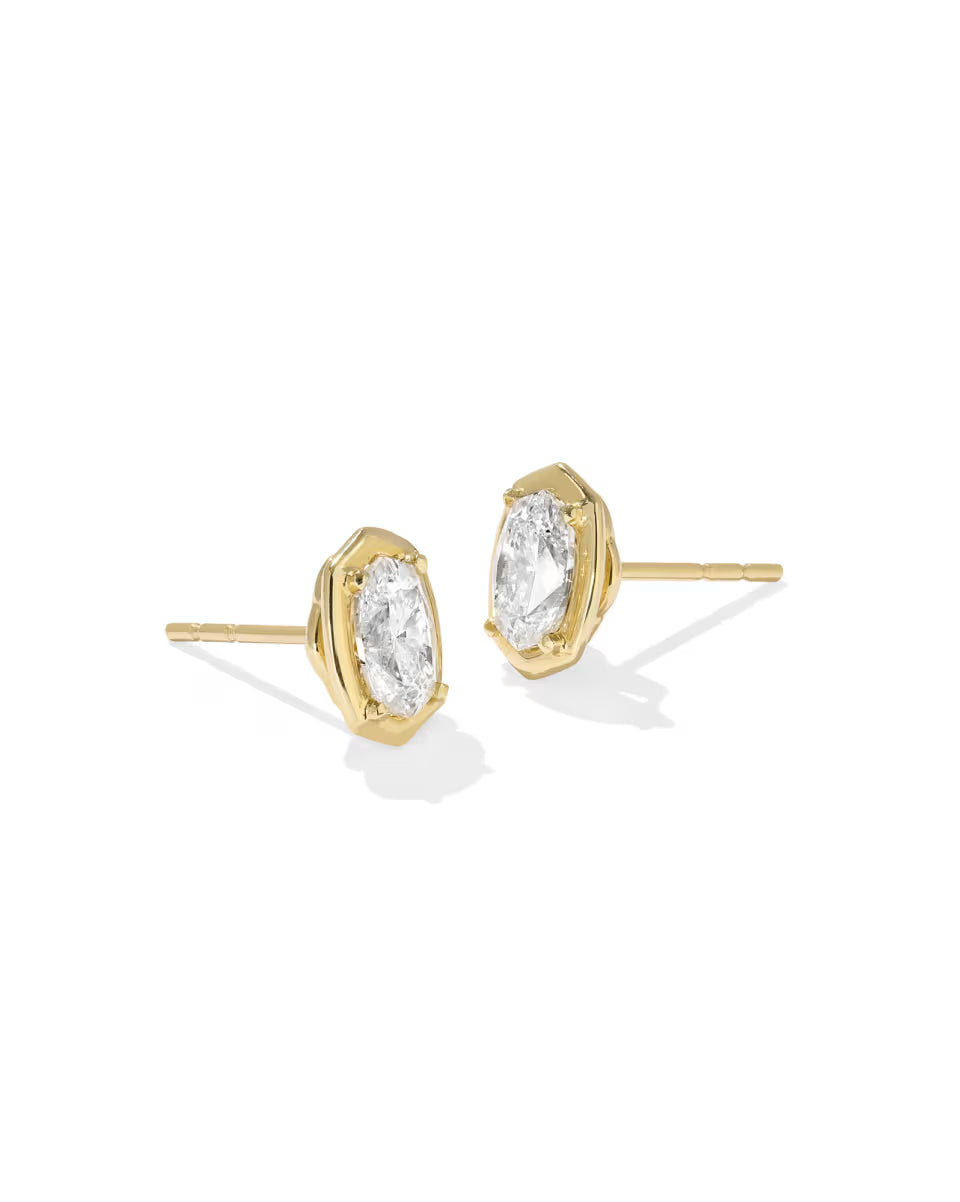 1 ct Lab Grown White Diamond Custom Elisa Stud Earrings in 14k Yellow Gold