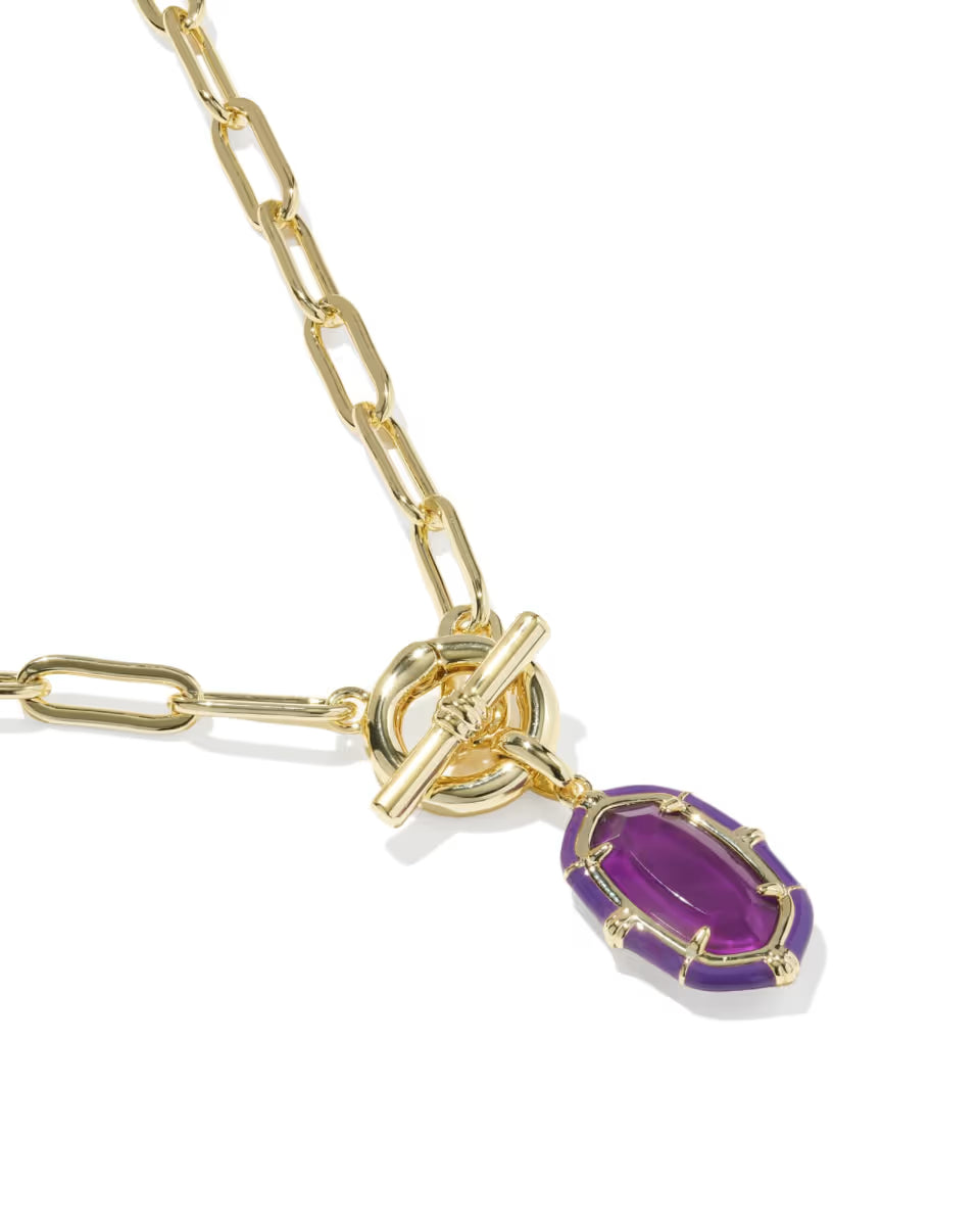 Elisa Gold Enamel Link and Chain Necklace