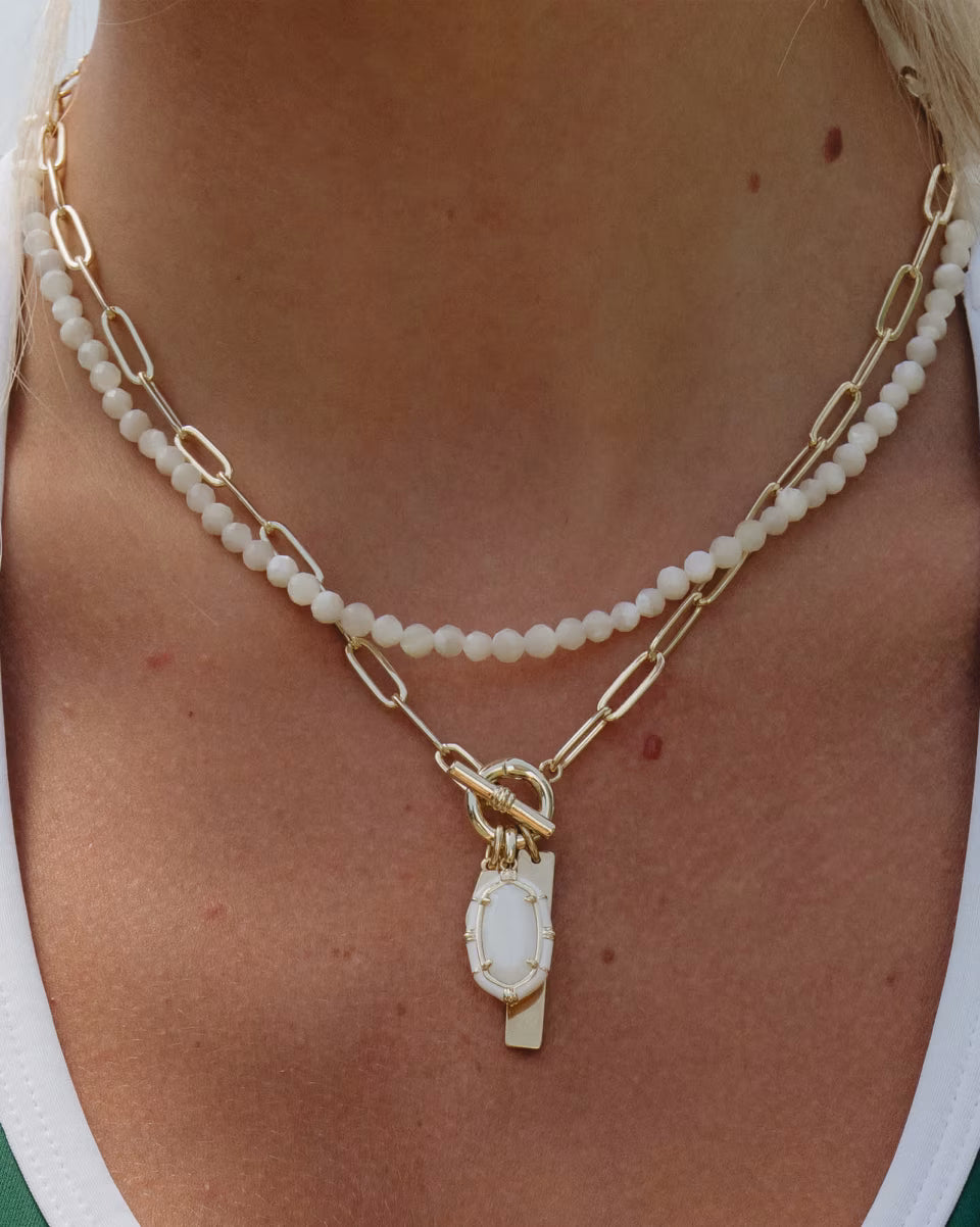Elisa Gold Enamel Link and Chain Necklace