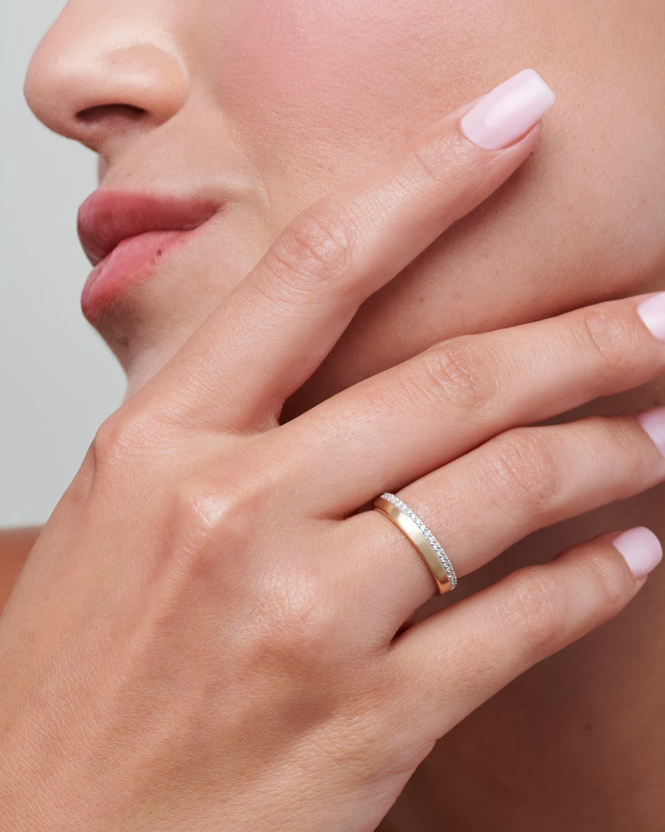 Whitney 14k Yellow Gold Band Ring in White Diamond