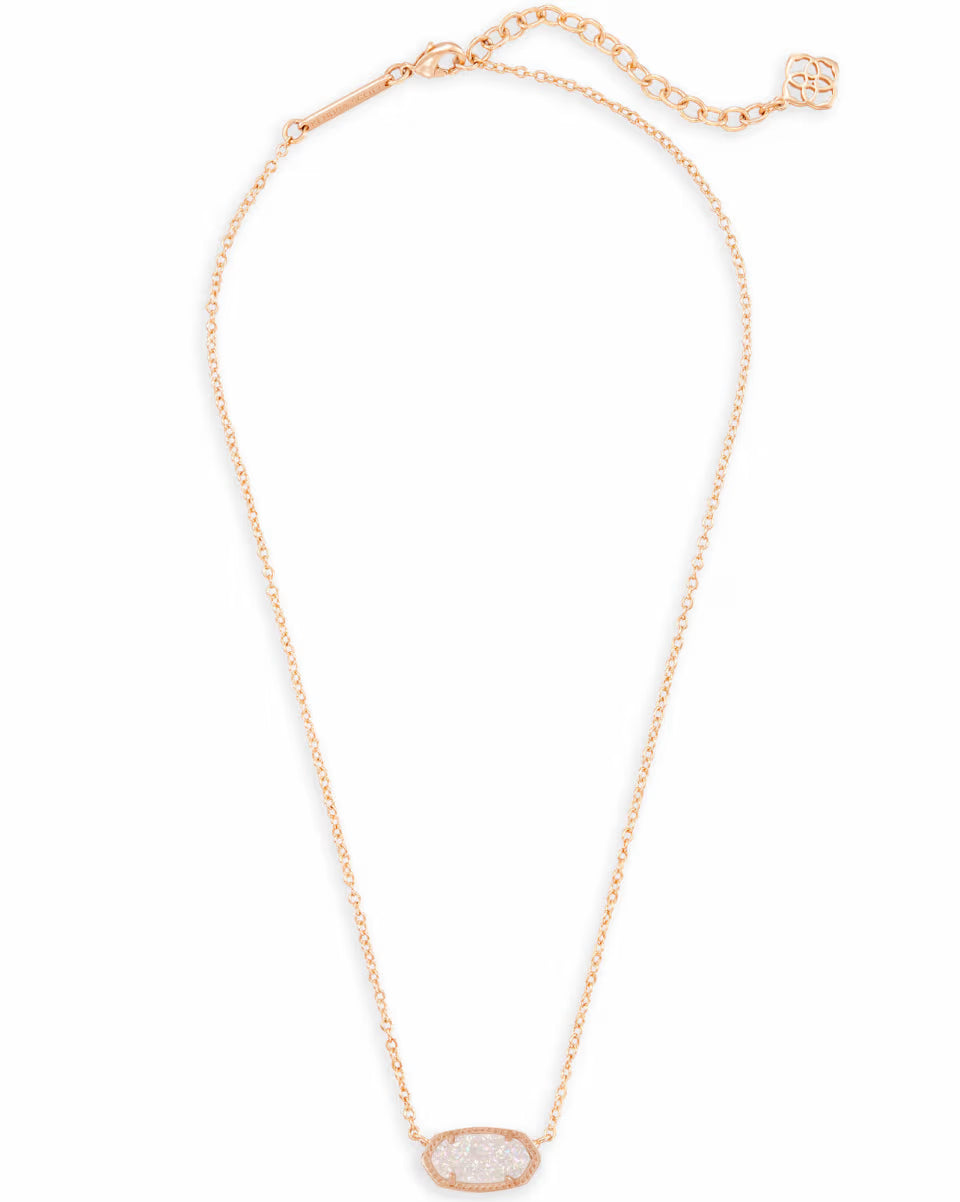 Elisa Rose Gold Pendant Necklace in Iridescent Drusy