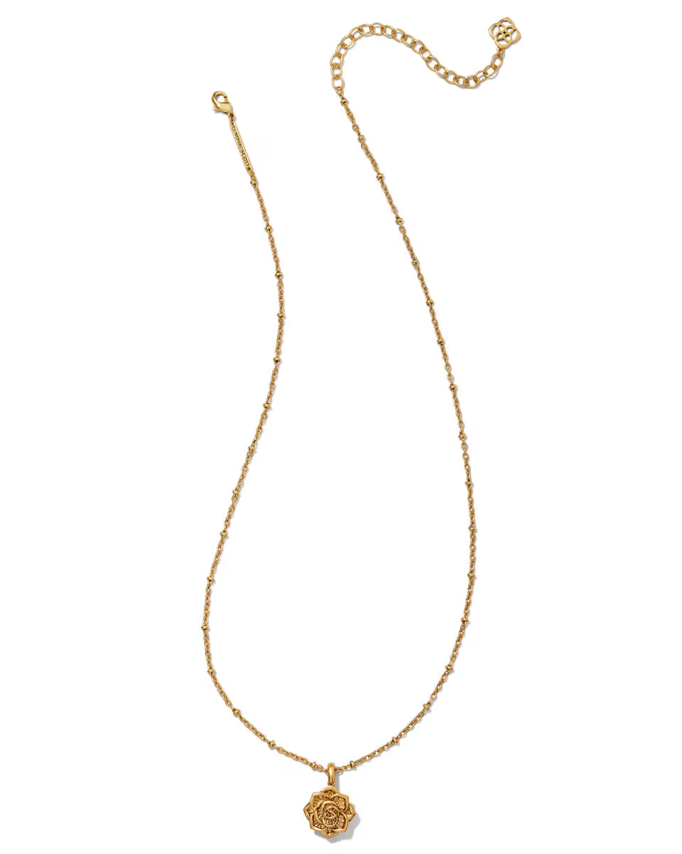 Ansel Rose Short Pendant Necklace in Vintage Silver