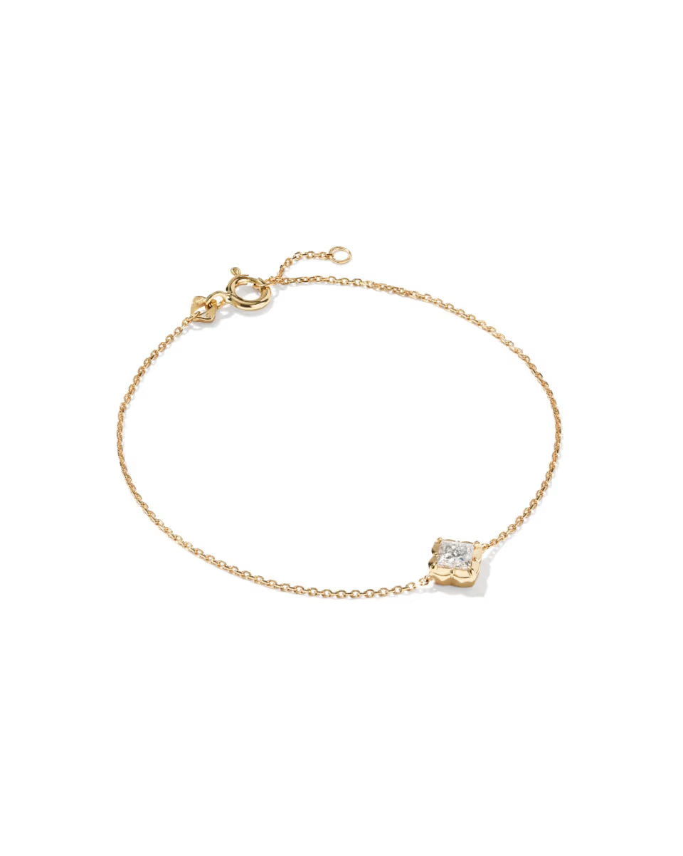 0.45 ct Lab Grown White Diamond Dira Princess 14k Yellow Gold Delicate Chain Bracelet