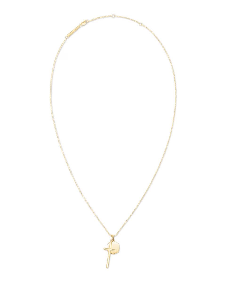 Davis Cross Charm Necklace in 18k Yellow Gold Vermeil