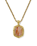Tiger Striped Daphne Gold Small Long Pendant Necklace
