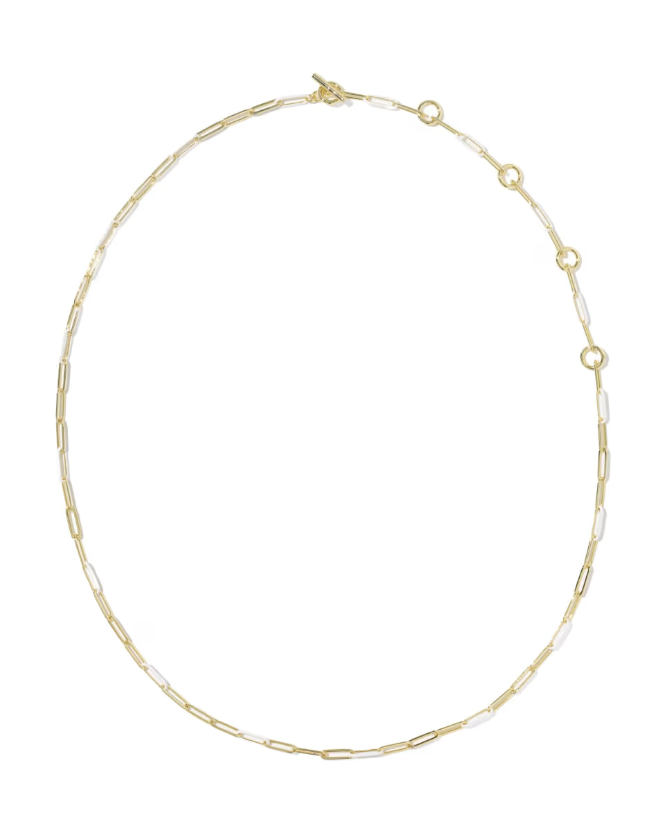 Courtney Gold Enamel Link and Chain Necklace