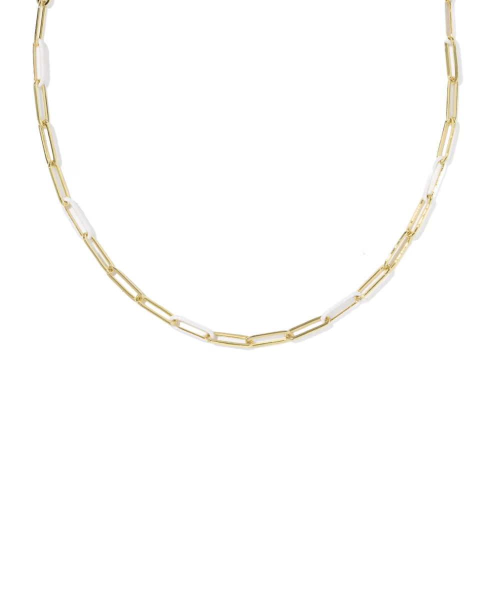 Courtney Gold Enamel Link and Chain Necklace