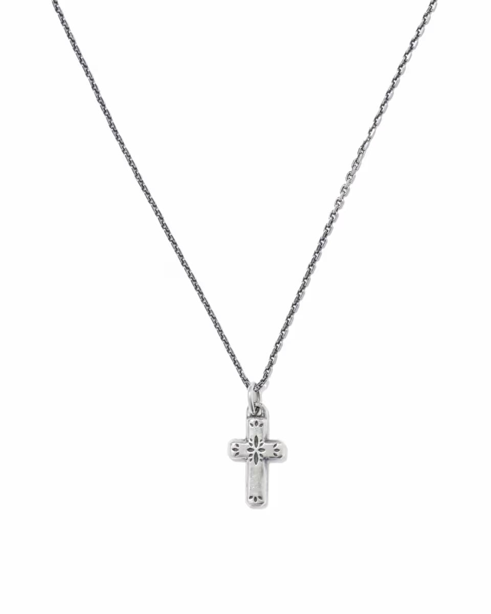Metal Cross Oxidized Sterling Silver Short Pendant Necklace