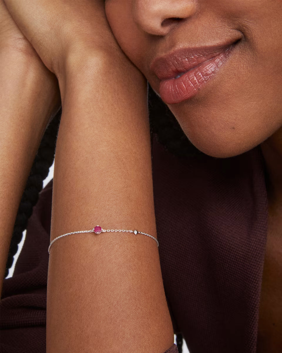 Maisie Sterling Silver January Delicate Chain Bracelet