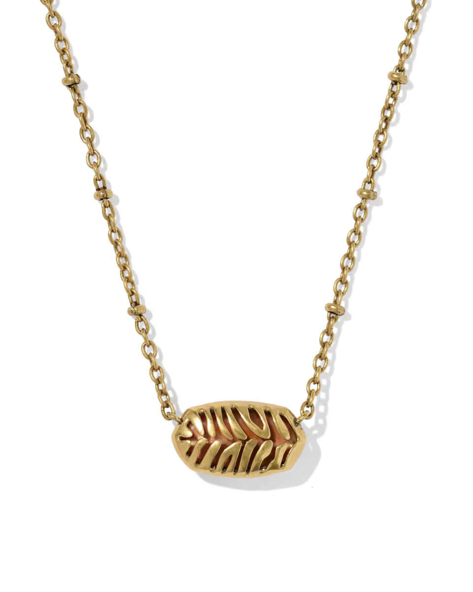 Tiger Striped Elisa Vintage Gold Short Pendant Necklace