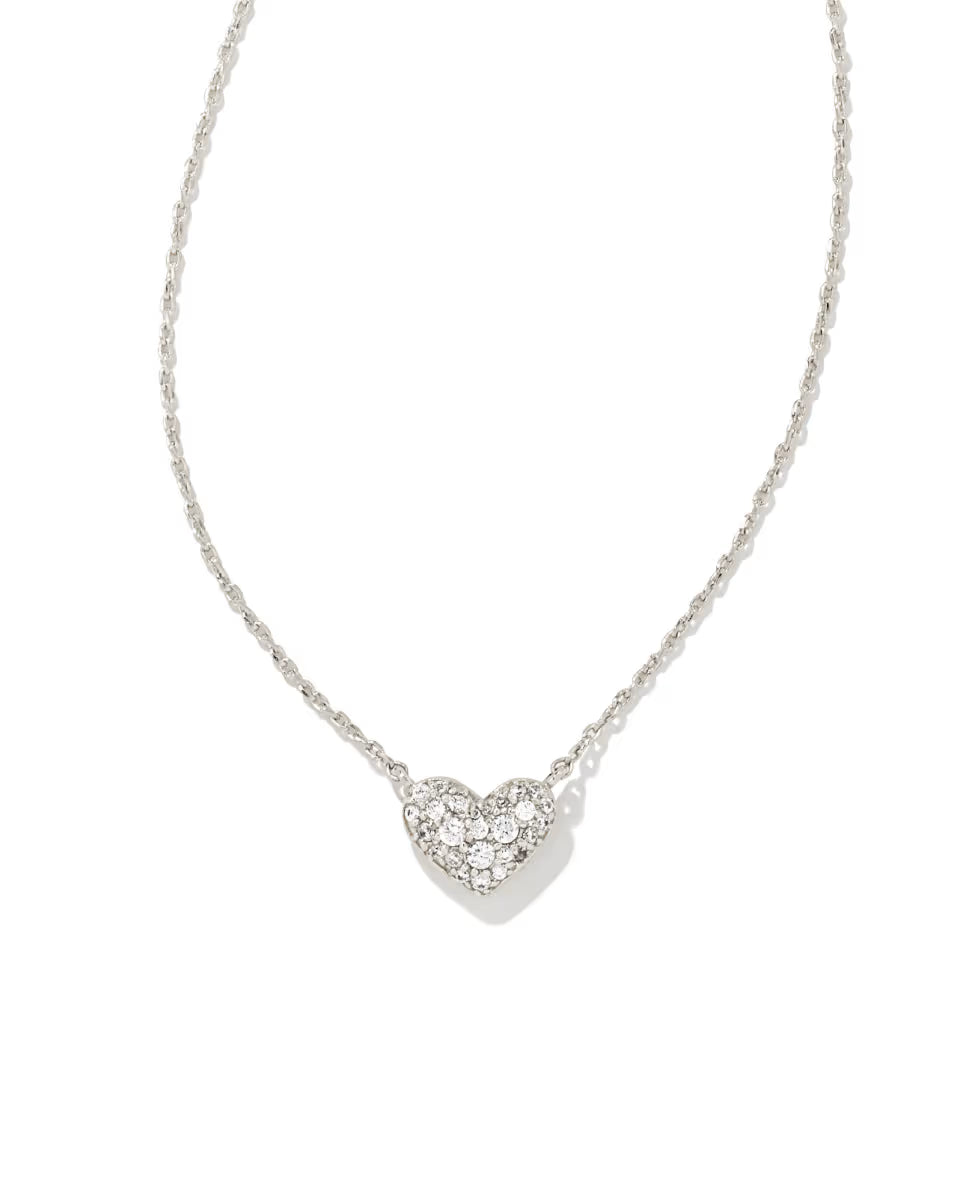 Ari Gold Pave Crystal Heart Necklace in White CZ