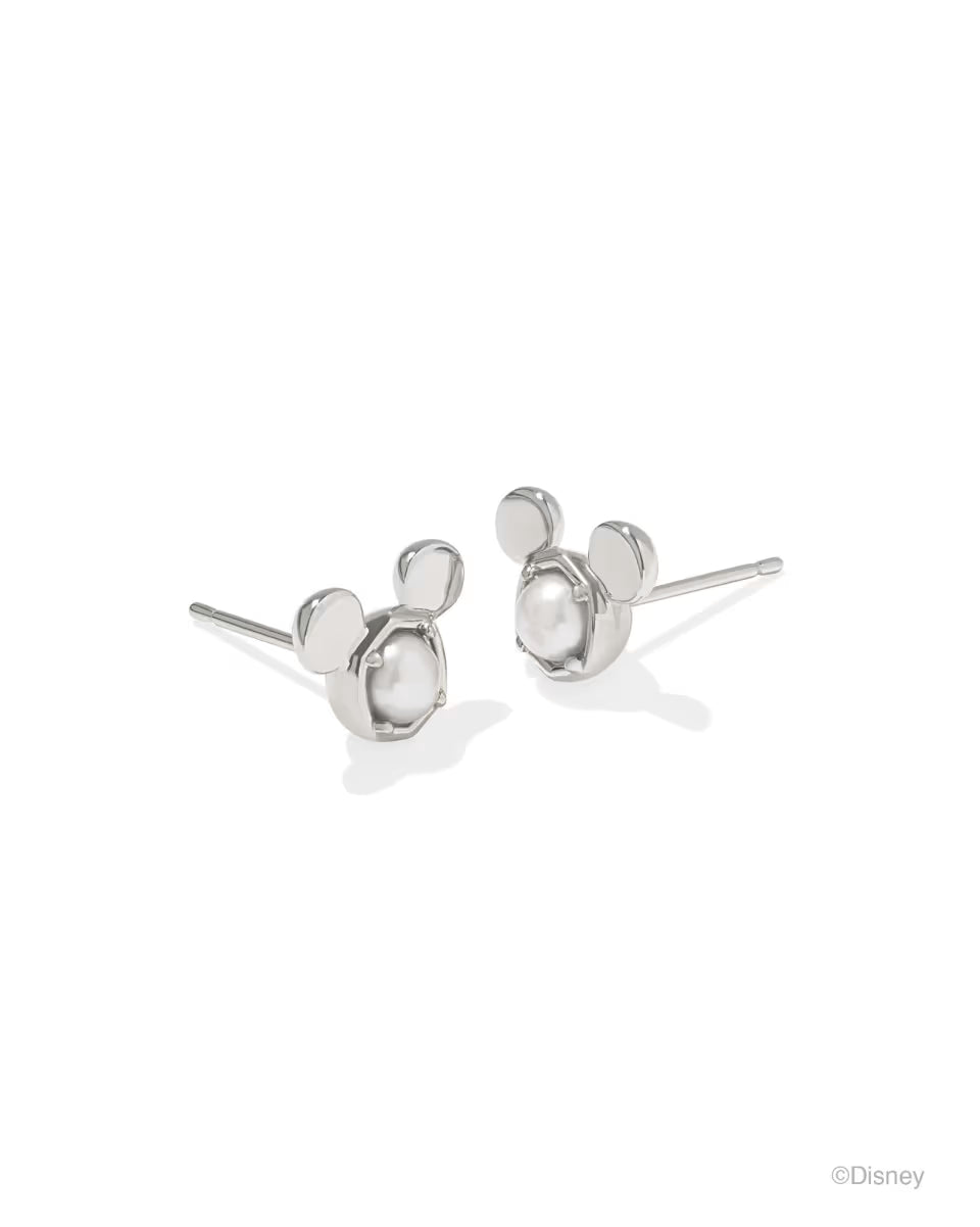 Disney | Kendra Scott Silver Mickey Mouse Stud Earrings in Freshwater Cultured Pearl