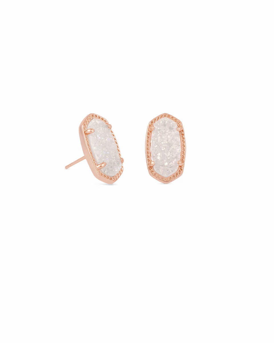 Ellie Rose Gold Stud Earrings in Rose Gold Drusy