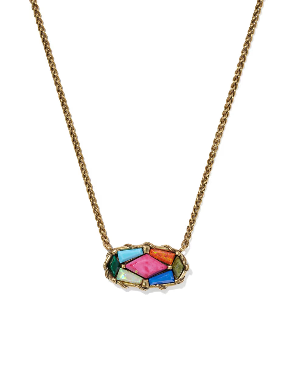Dolly Parton x Kendra Scott Patchwork Elisa Vintage Gold Short Pendant Necklace