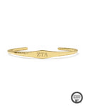 Zeta Tau Alpha 18k Yellow Gold Vermeil Davie Cuff Bracelet
