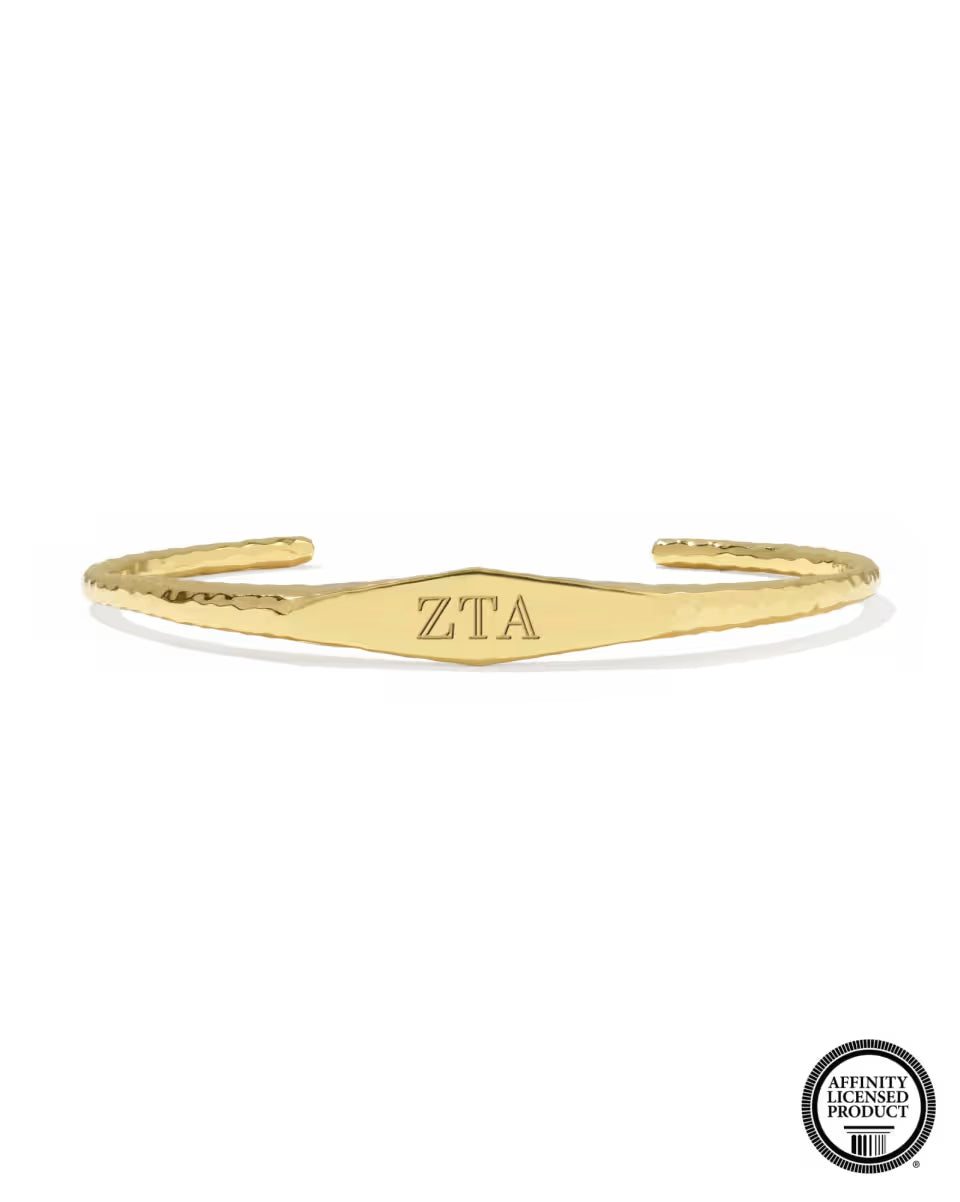 Zeta Tau Alpha 18k Yellow Gold Vermeil Davie Cuff Bracelet
