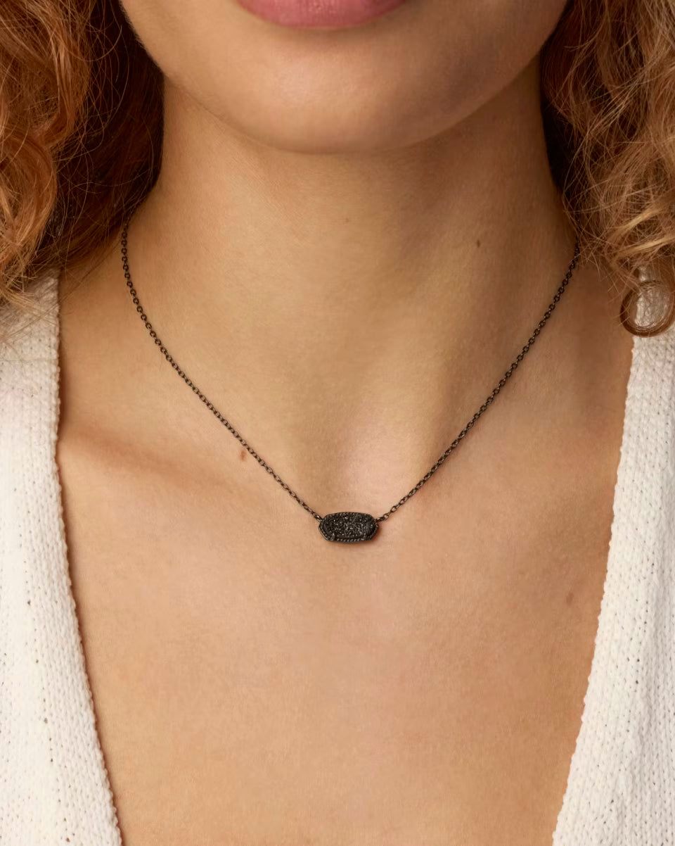 Elisa Pendant Necklace in Black Drusy