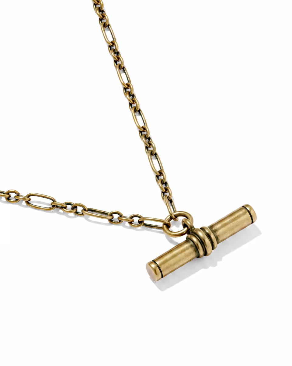 Bree Gold Metal T Bar Short Pendant Necklace
