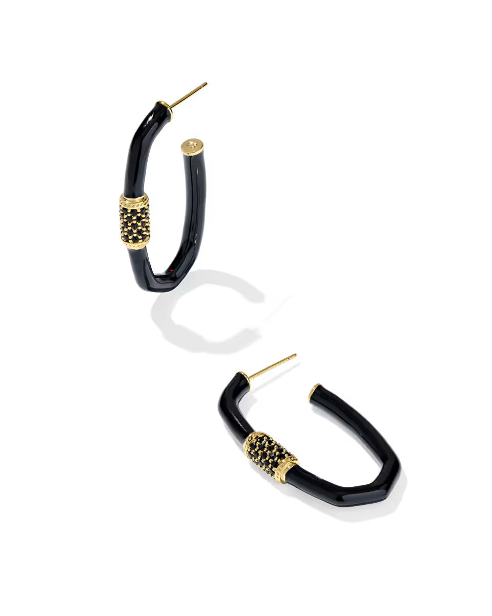 Emery Gold Large Enamel Hoop Earrings