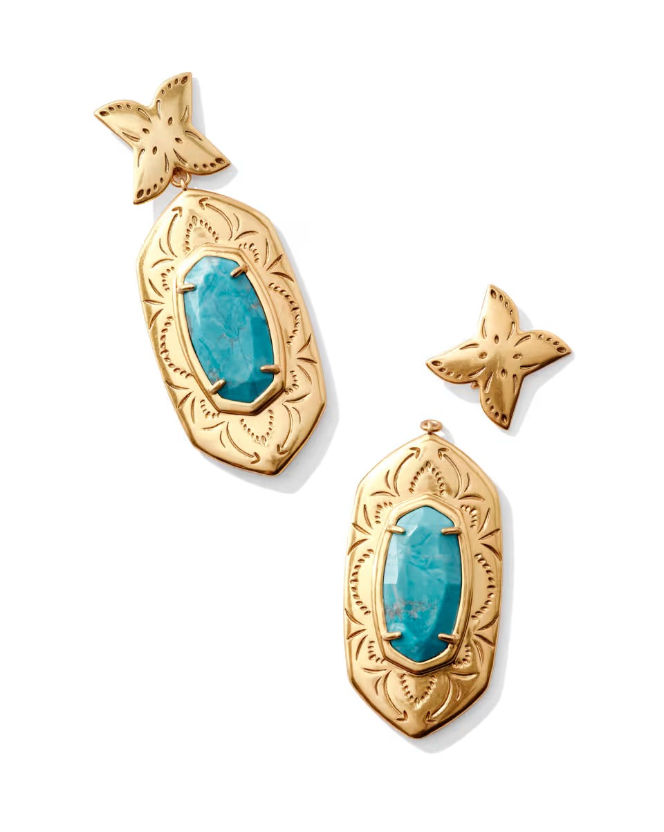 Keziah Vintage Silver Statement Earrings in Sea Green Chrysocolla