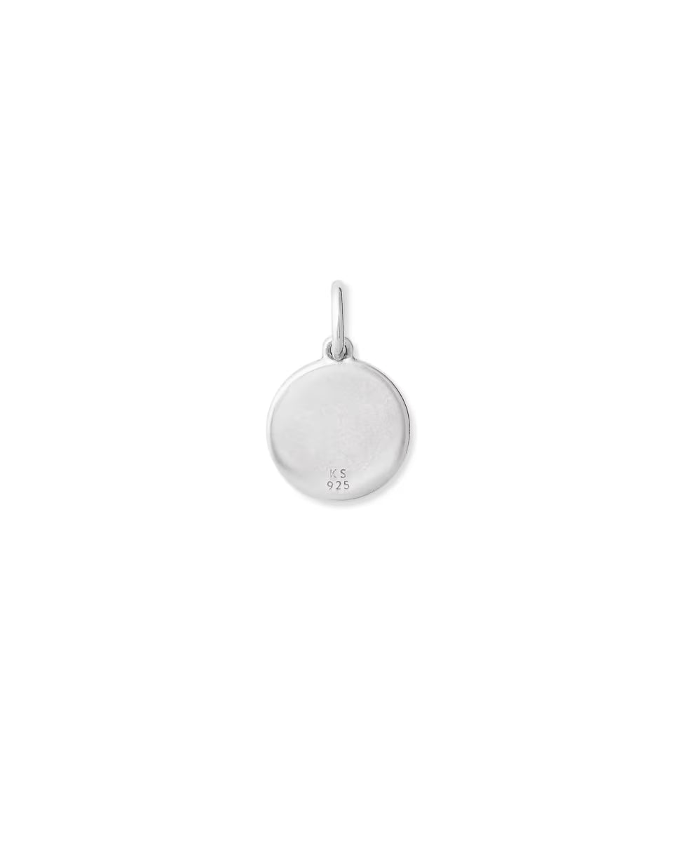 Letter A Coin Charm in Oxidized Sterling Silver