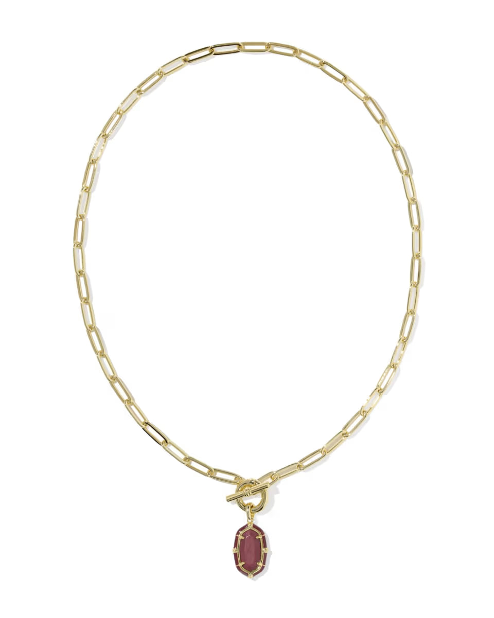 Elisa Gold Enamel Link and Chain Necklace