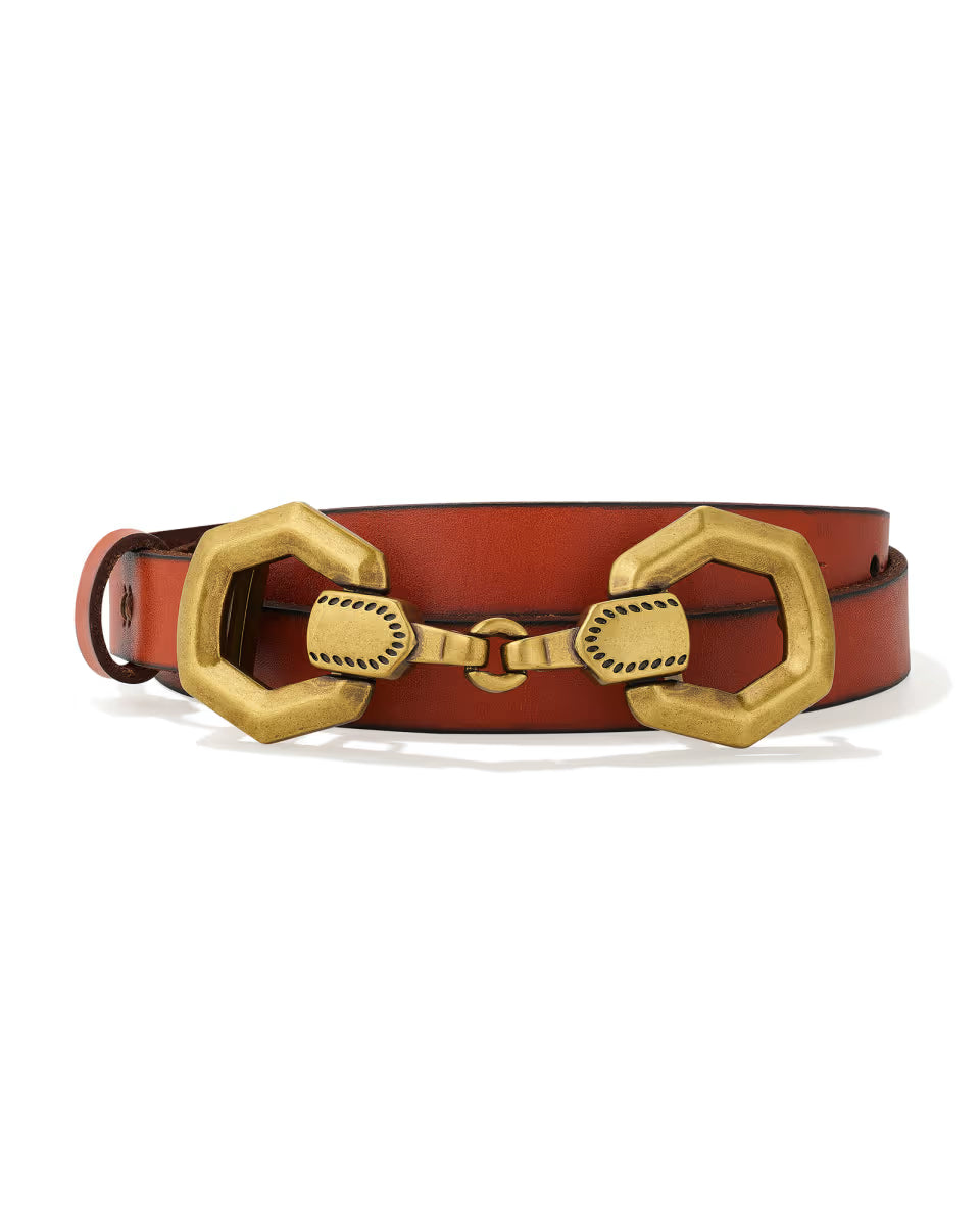 Beau Horse Bit Vintage Gold Belt in Tan