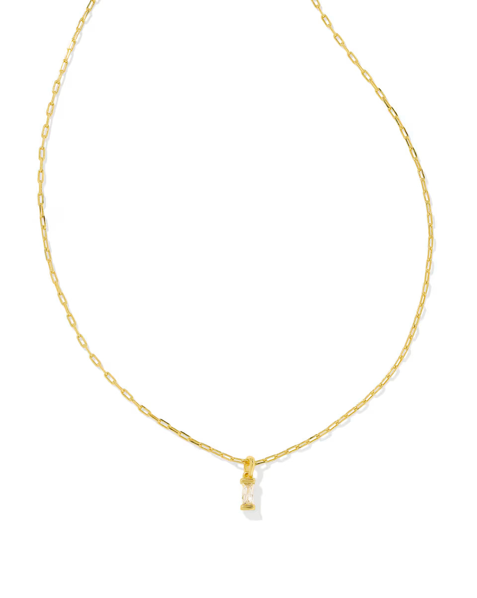 Phoebe Gold Short Pendant Necklace in White CZ