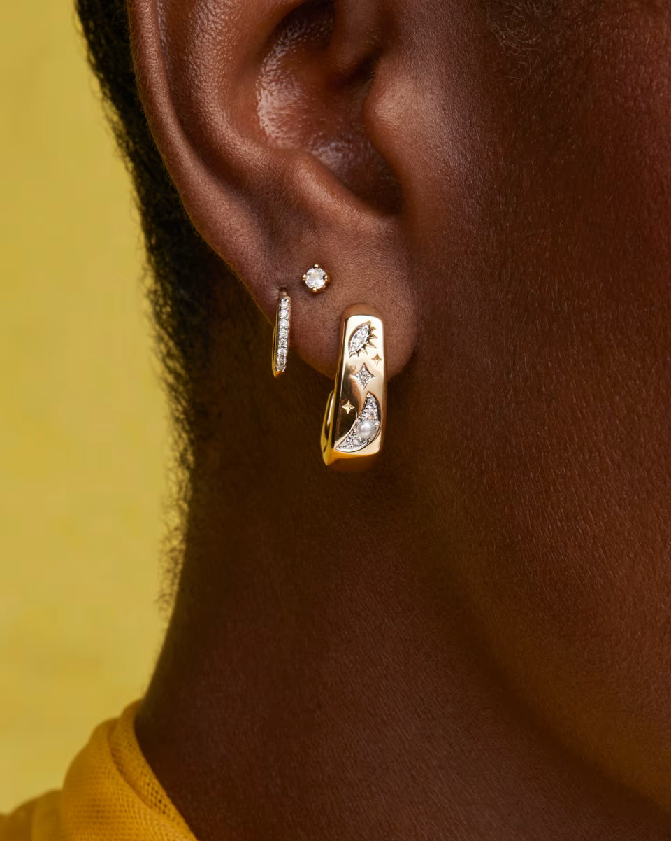 Skye Celestial 18k Yellow Gold Vermeil Huggie Earrings