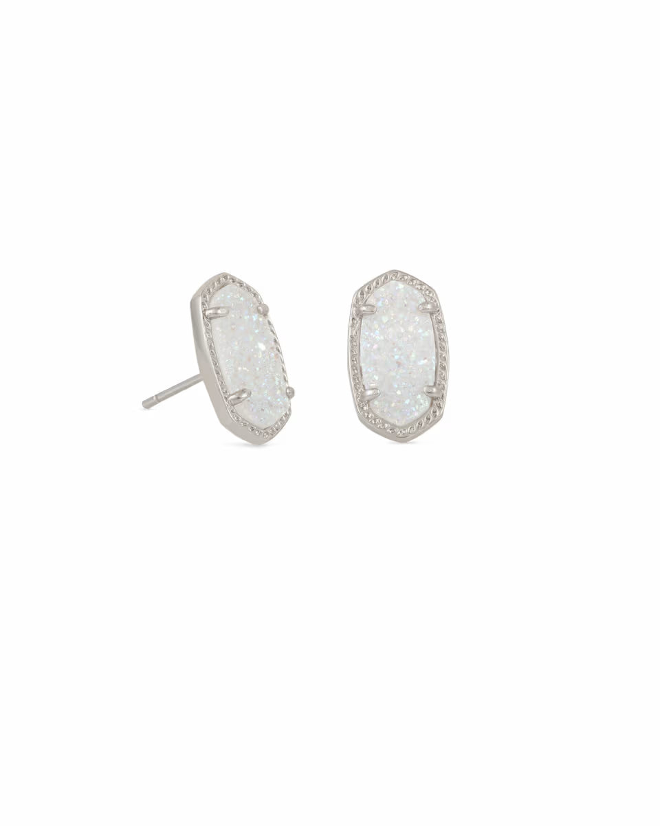 Ellie Silver Stud Earrings in Platinum Drusy