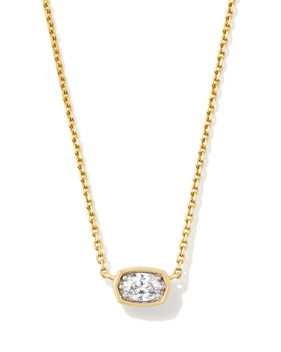 0.11 ct Marisa 14k Yellow Gold April Oval Solitaire Pendant Necklace
