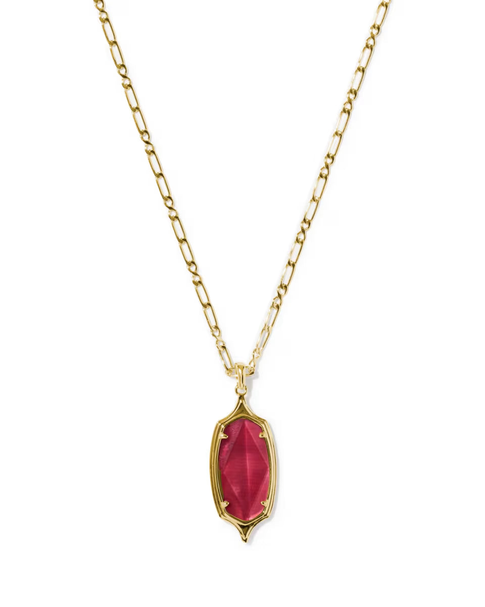 Dani Stepped Frame Gold Long Pendant Necklace