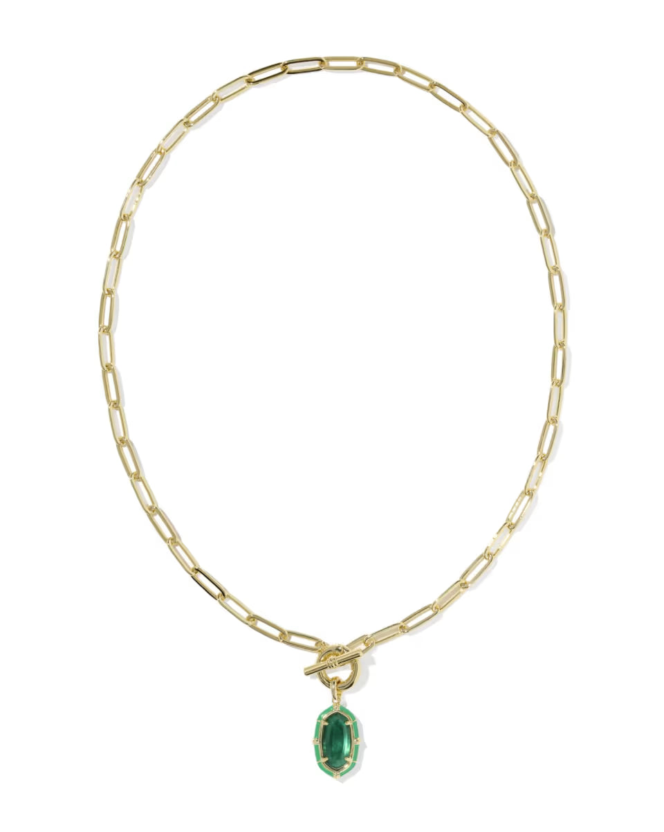 Elisa Gold Enamel Link and Chain Necklace