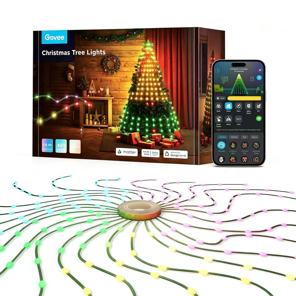 Smart RGBIC Christmas Tree String Lights — Supports Halloween, AIGC, and DIY Light Shows