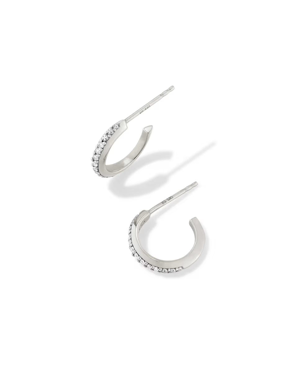 Ines 14k Yellow Gold Pave Huggie Earrings in White Diamond