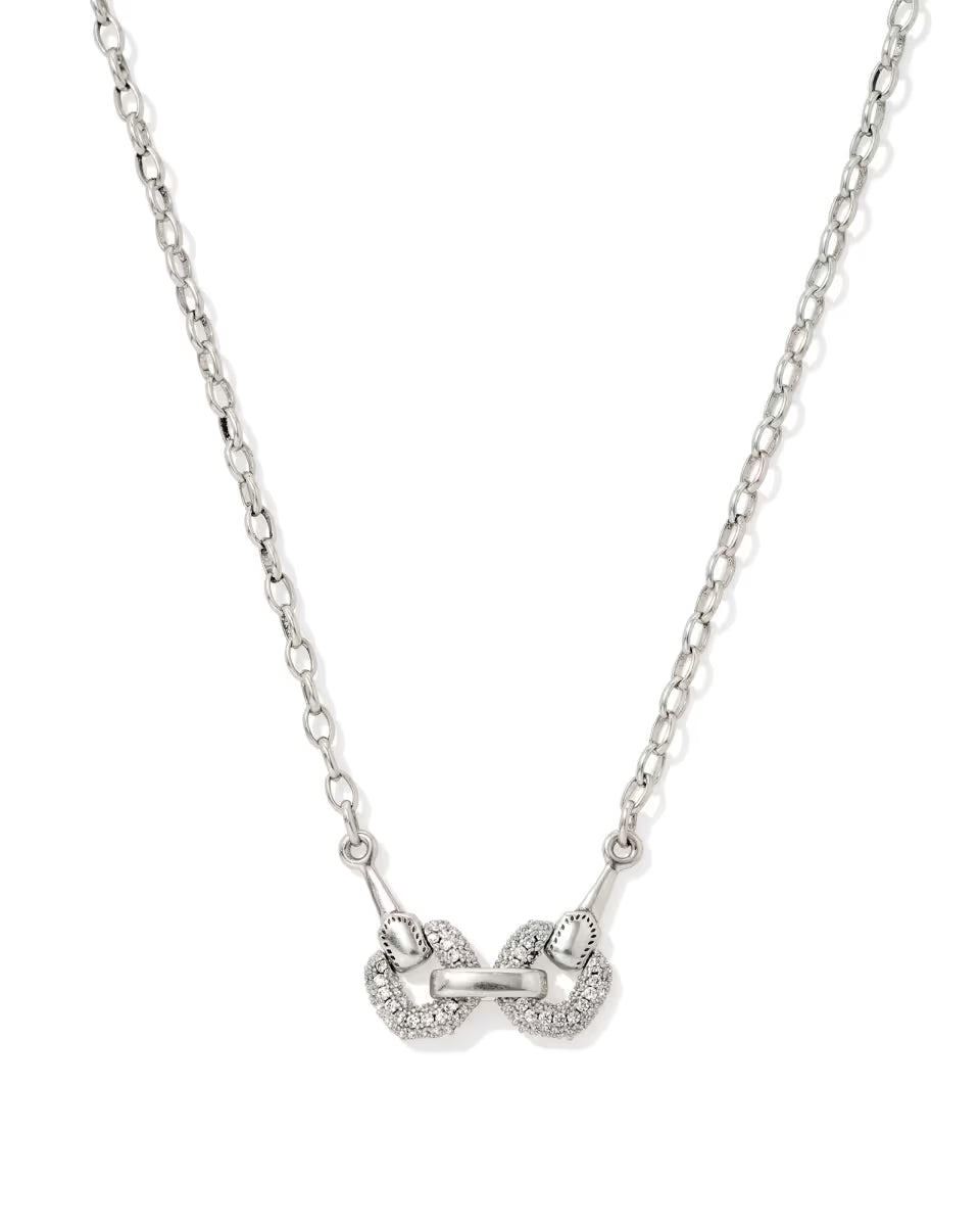 Beau Vintage Silver Pave Short Pendant Necklace in White CZ