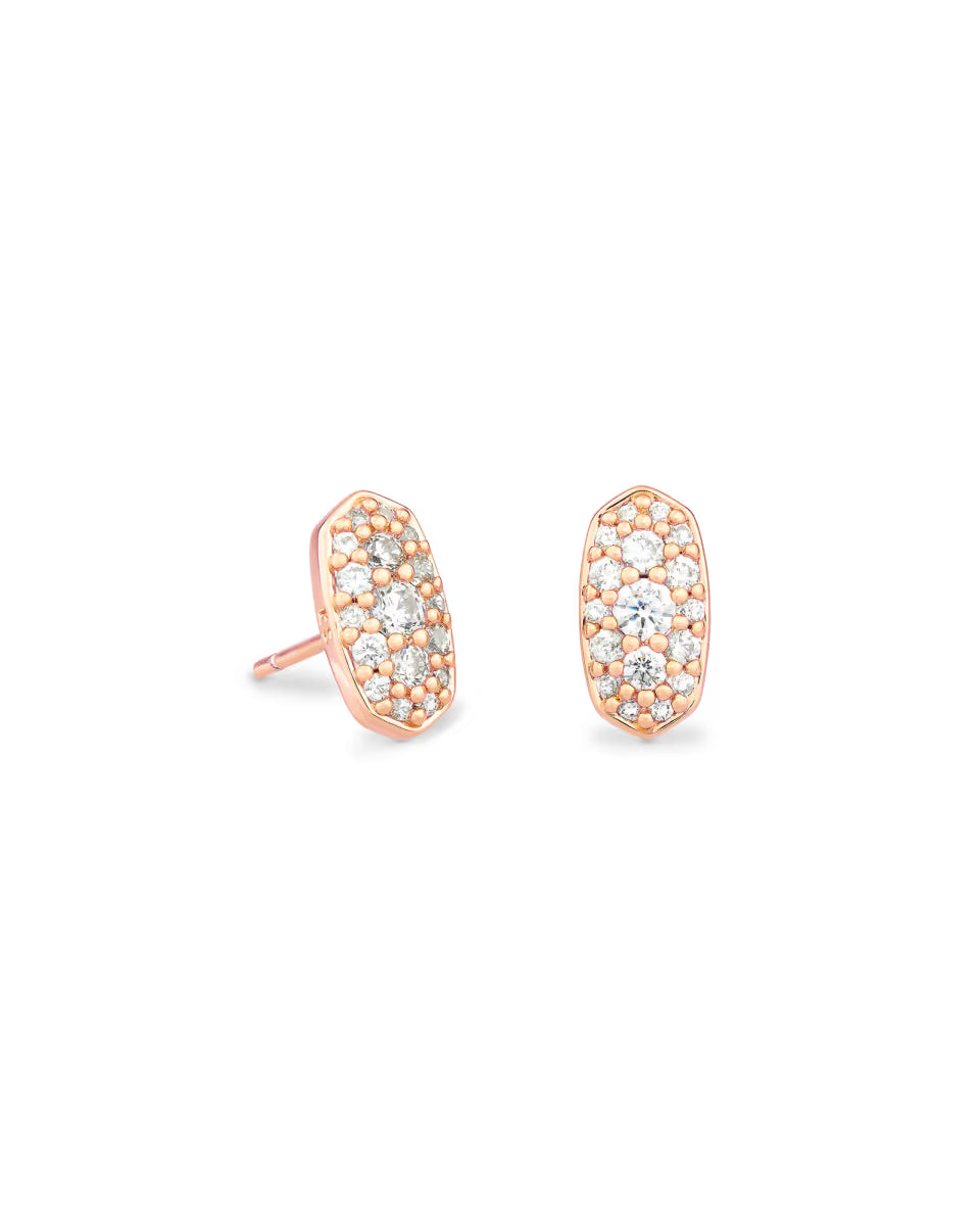 Grayson Rose Gold Stud Earrings in White CZ