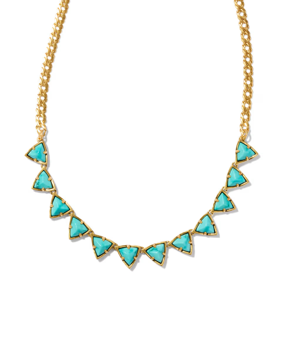 Robby Vintage Gold Strand Necklace in Variegated Turquoise Magnesite